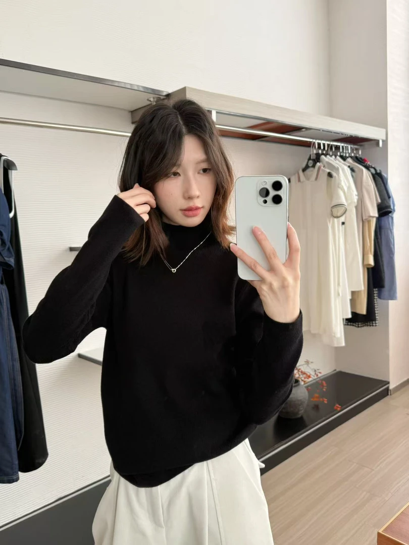 【阿凯自制】8419 半高领软糯针织毛衣打底女（衣长52）