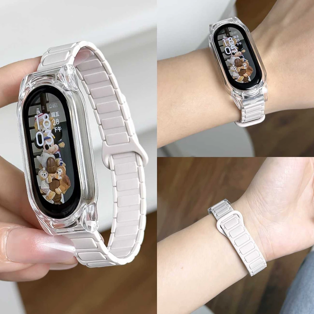 适用小米手环10/9表带硅胶磁吸腕带8NFC版装甲回环表链男女简约