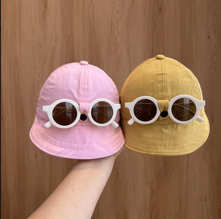 儿童帽防晒帽韩版软檐夏季时尚大檐帽子宝宝休闲风太阳眼镜帽酷