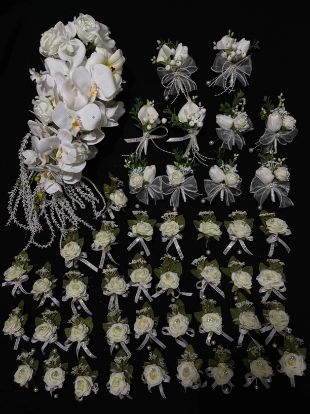 水滴手捧花 新娘新郎 伴娘伴郎一对 女头男头4个 伴娘团30