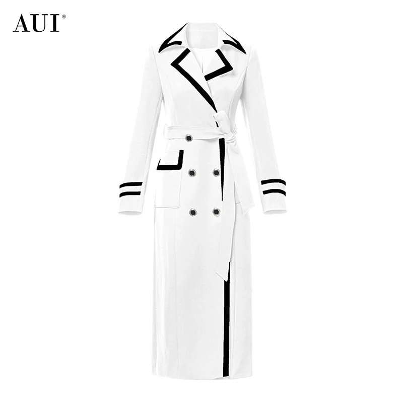 【Nanaco专属】AUI白色设计感职业通勤修身风衣外套-20Q086924