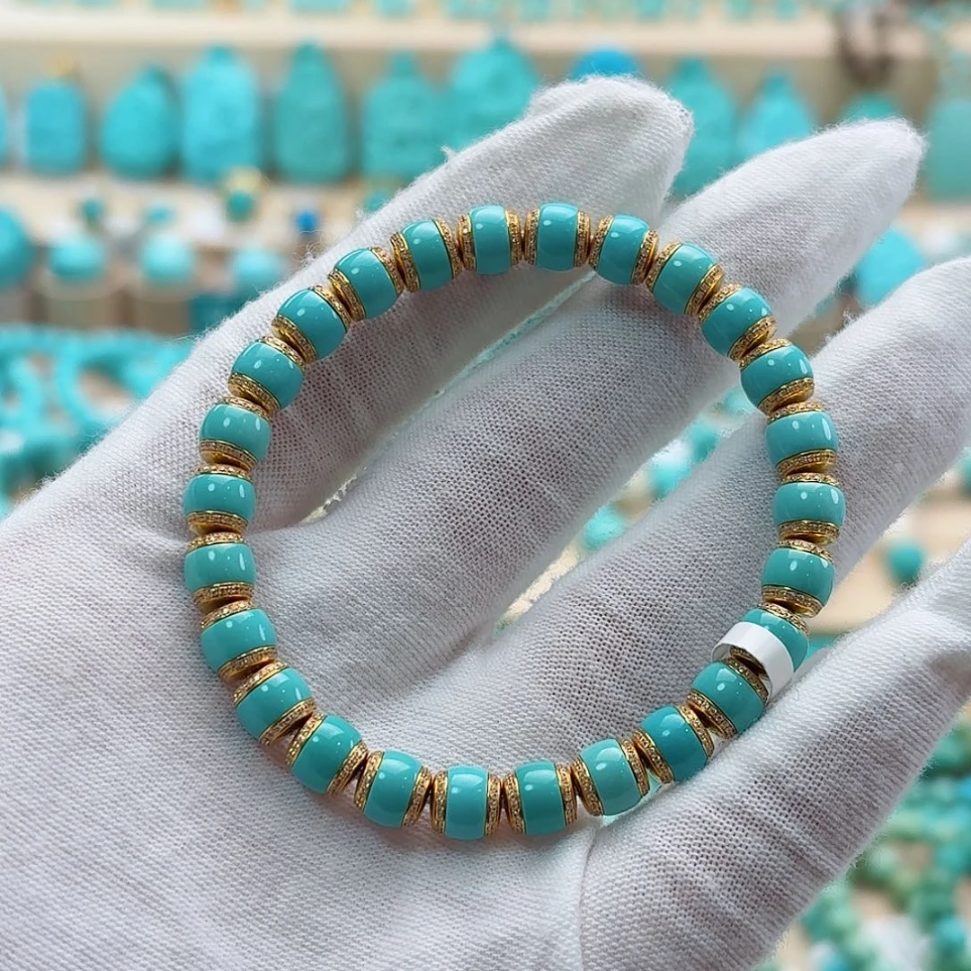 绿松石18K金镶嵌珠宝奇石