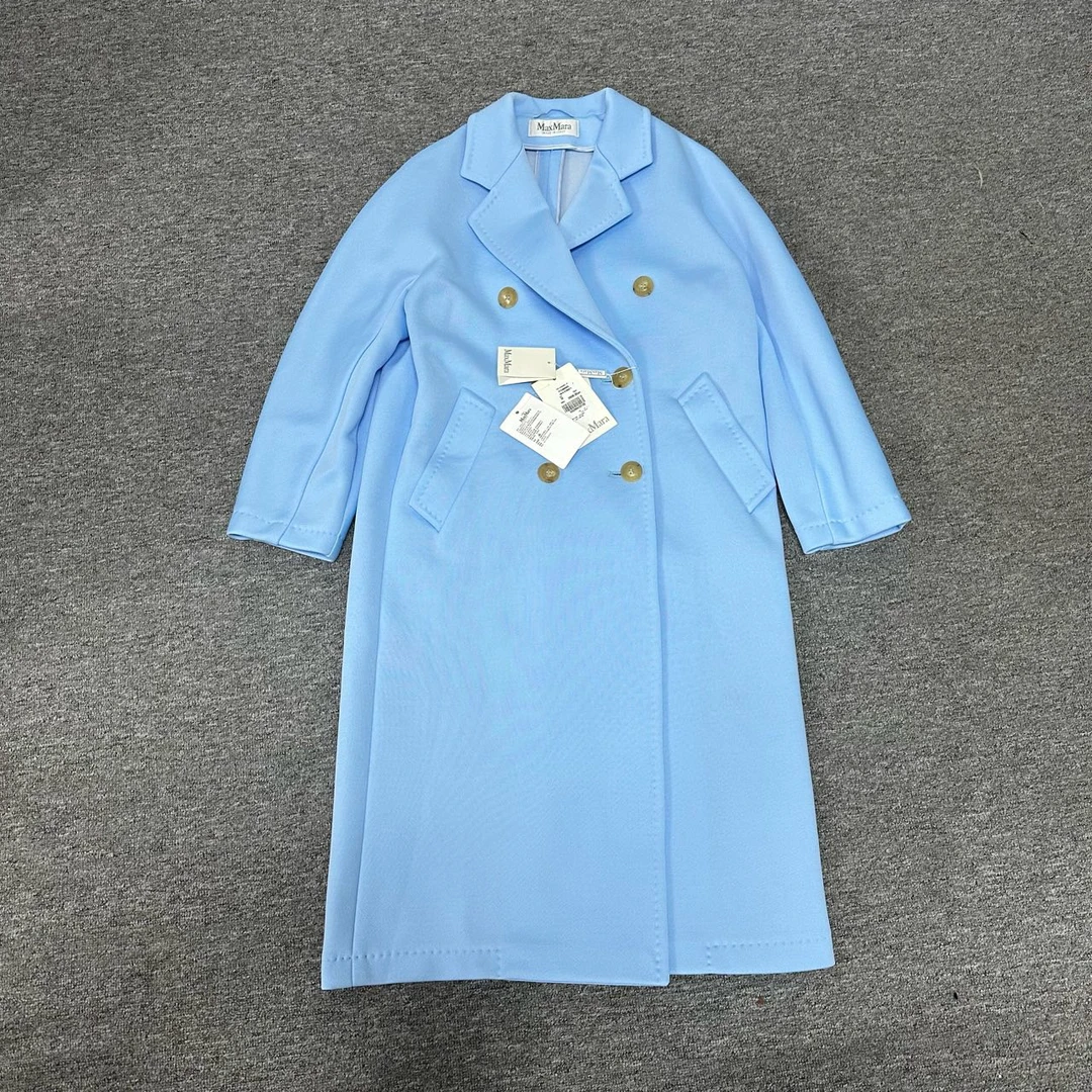 99新 MaxMara 101801 双排扣 天蓝色 大衣 38码 嘉兴