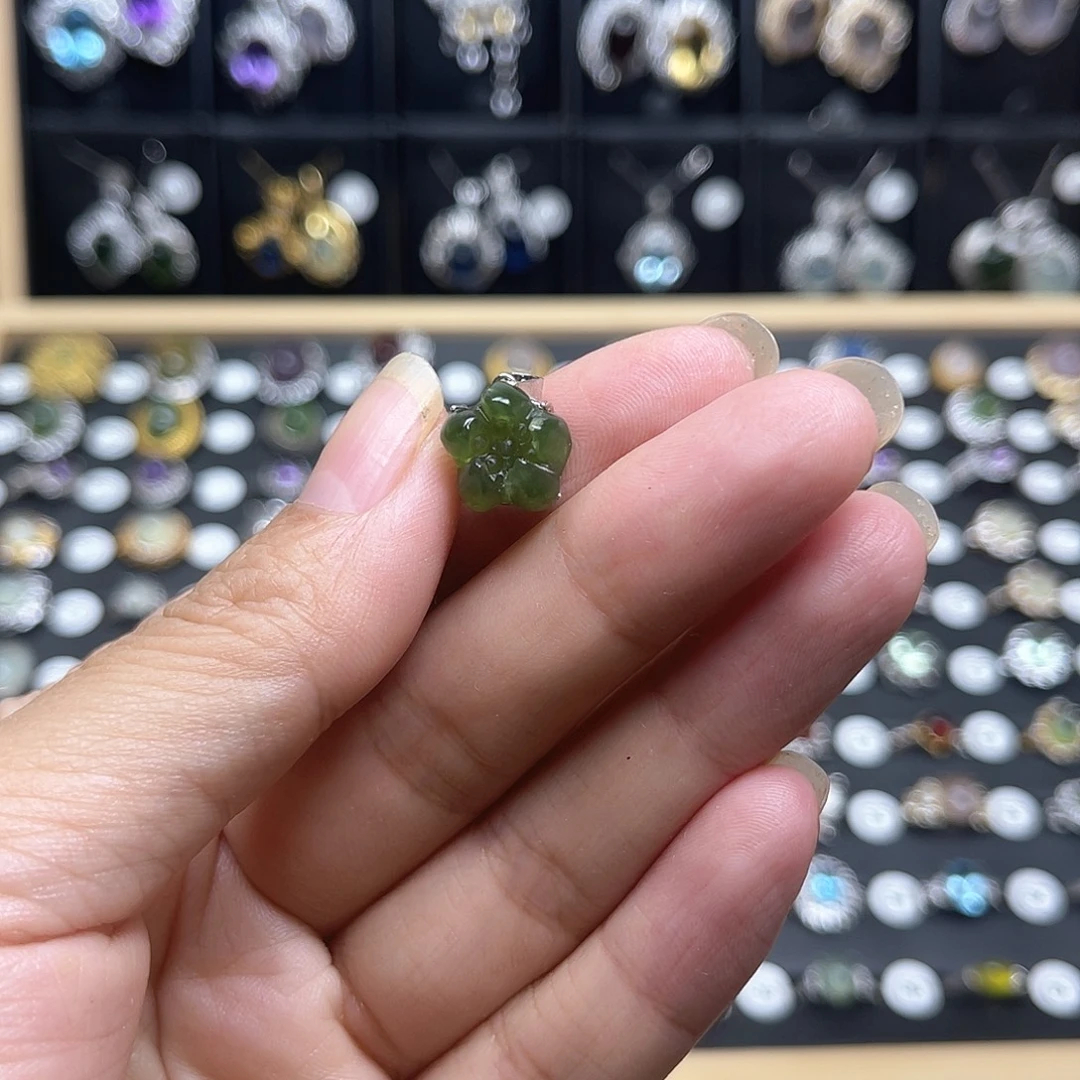 蛇纹石玉银S925镶嵌戒指