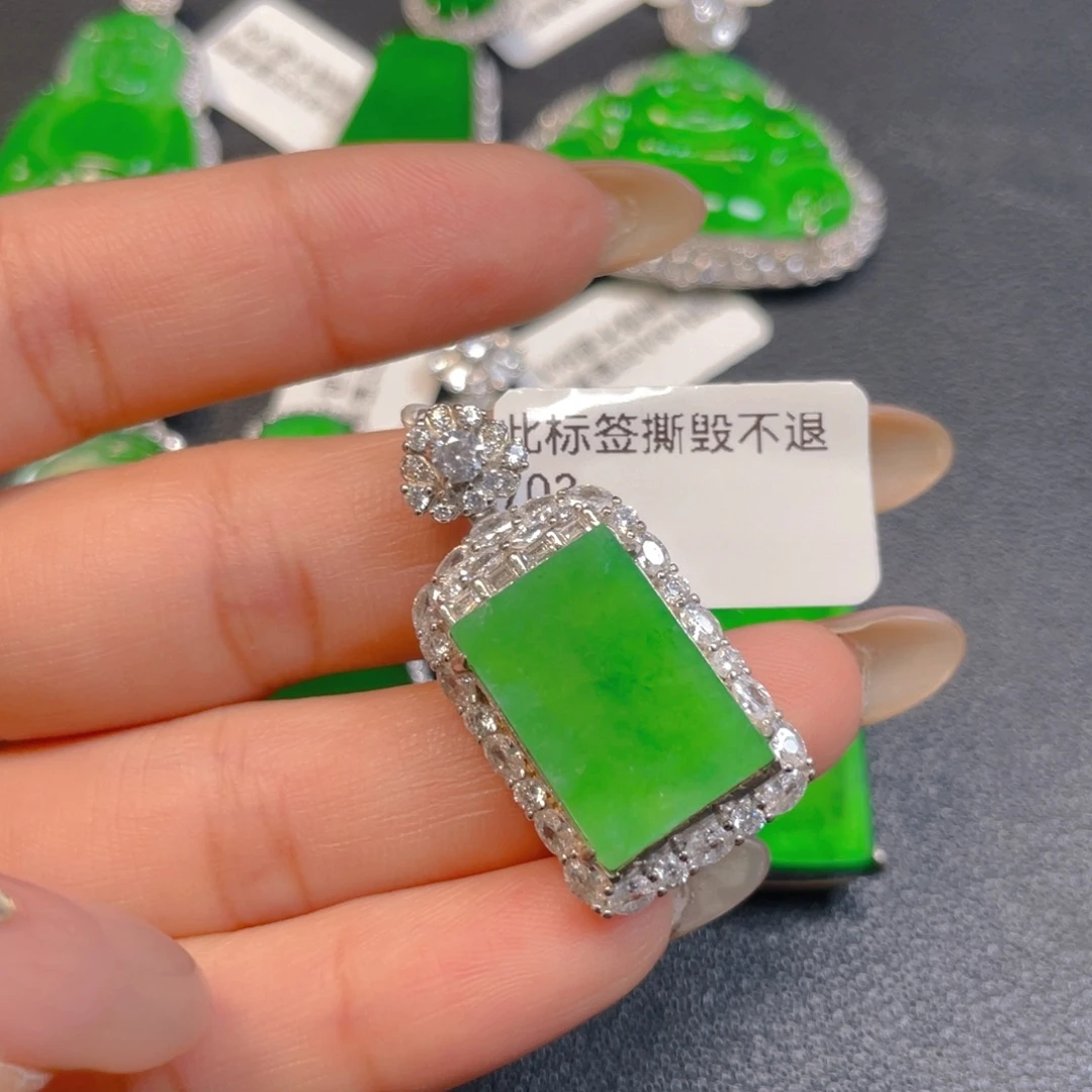 翡翠银S925镶嵌挂件