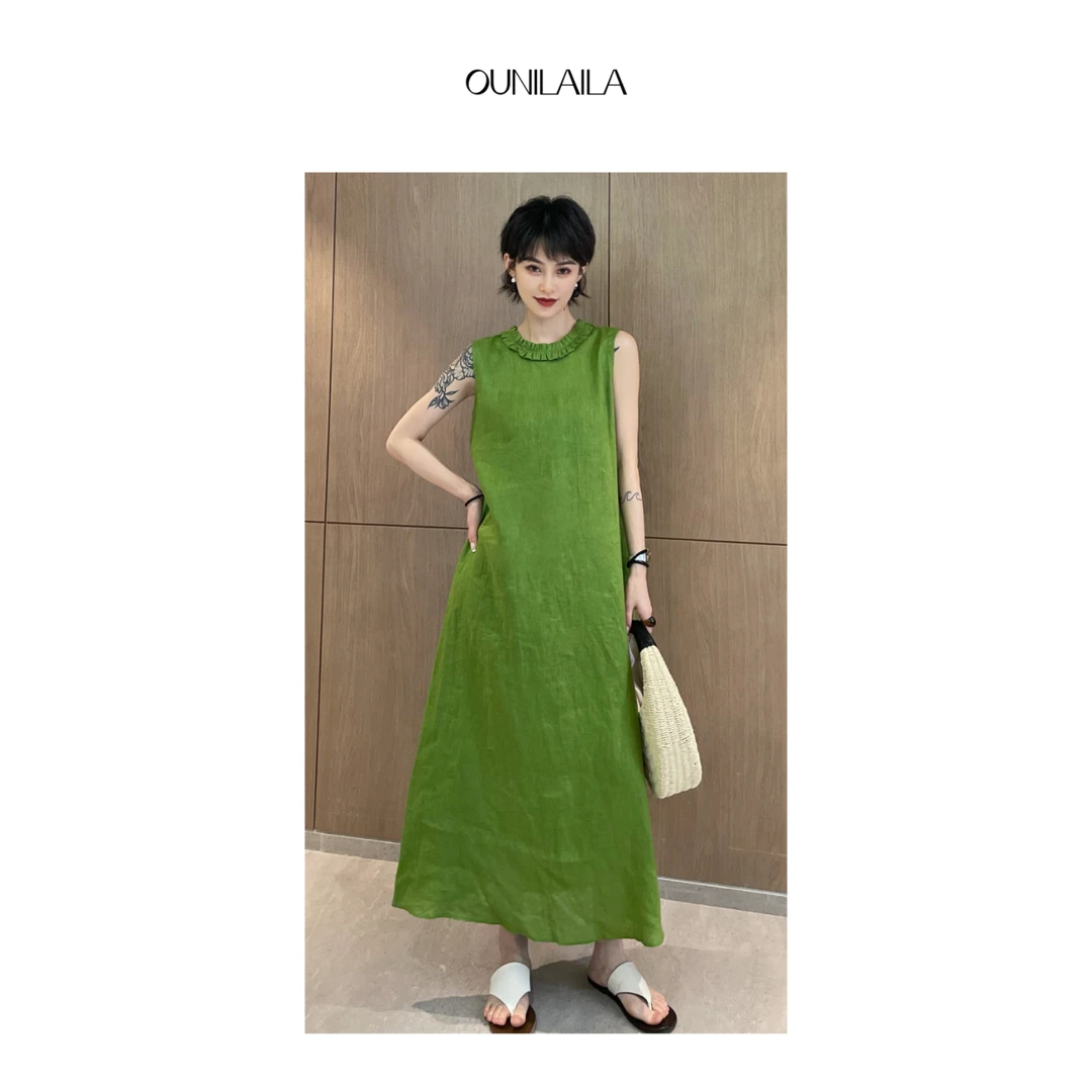 欧尼家【池鱼】2024极简穿搭女装连衣裙夏季中长款裙子LYQ6506N