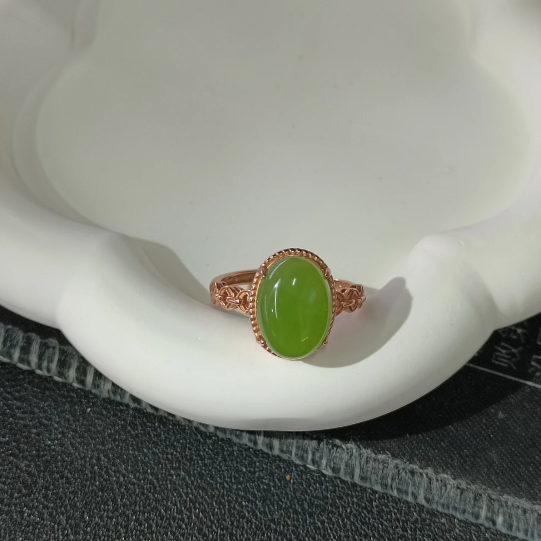 和田碧玉戒指圈口可调节