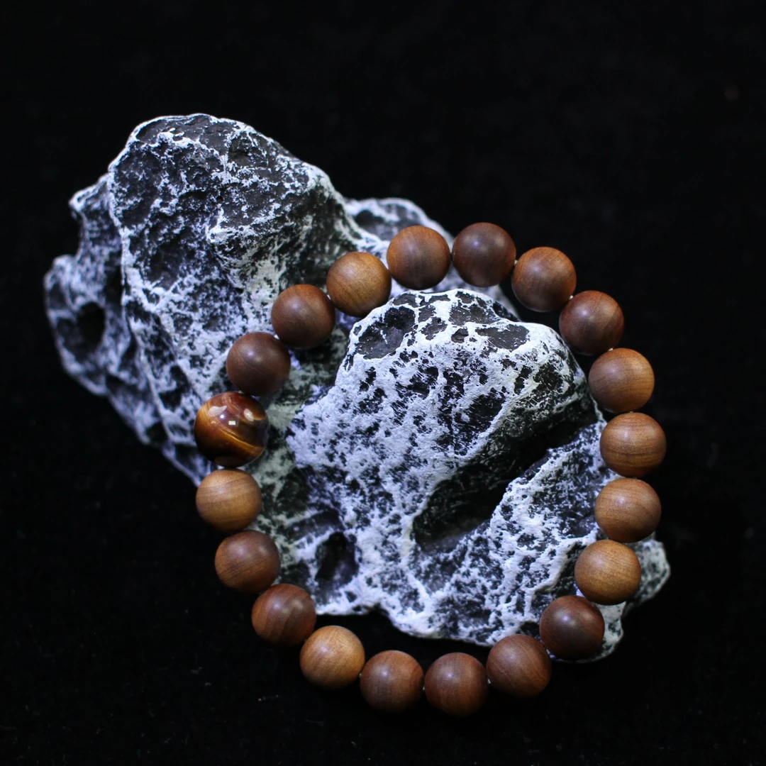 【檀寂 设计款】沉水猫眼黑肉横纹老料印度迈索尔正产区老山檀手串