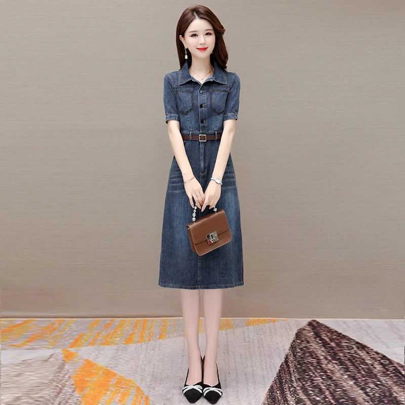 牛仔连衣裙女夏2025新款妈妈时尚小个子时尚减龄洋气高档欧货裙子