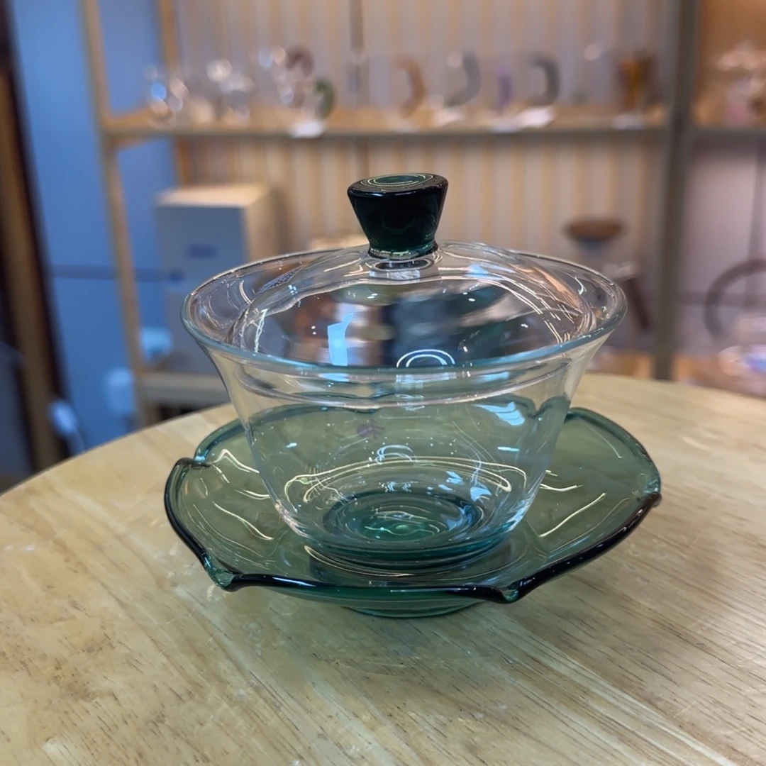 禾器荷叶盖碗墨绿色