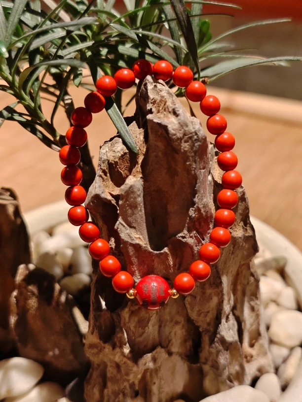 【五雷】纯手工红纱纱雕刻中国风手串女士送闺蜜送朋友送家人礼五雷