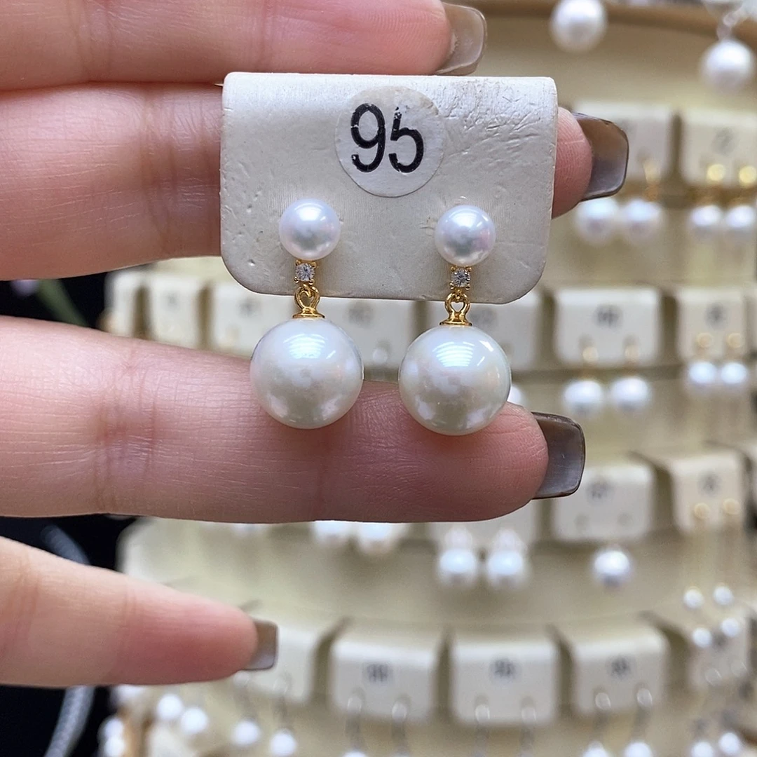 淡水珍珠耳饰银S925镶嵌