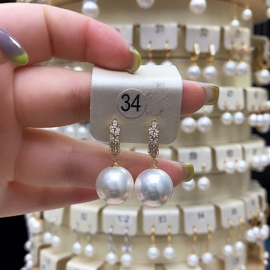 银S925镶嵌淡水珍珠耳饰