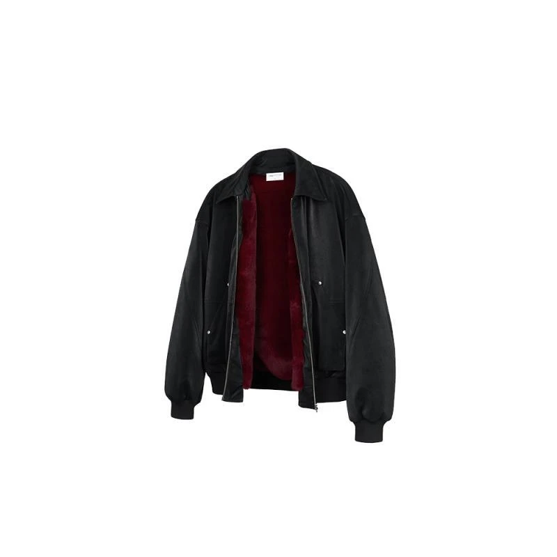 2248 一件过冬重磅仿水貂毛大理石座山雕棉服男皮夹克