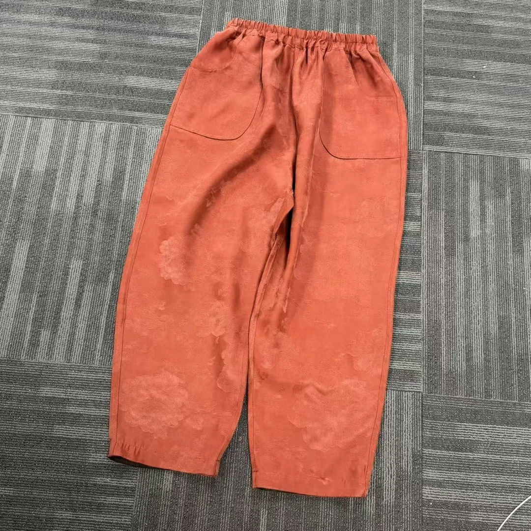 100%桑蚕丝！草染皮子重缎香蕉裤