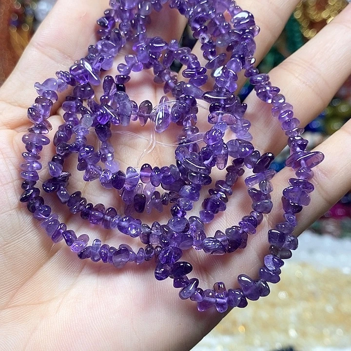 玛瑙/玉髓未镶嵌珠宝半成品天然紫水晶绕手4圈