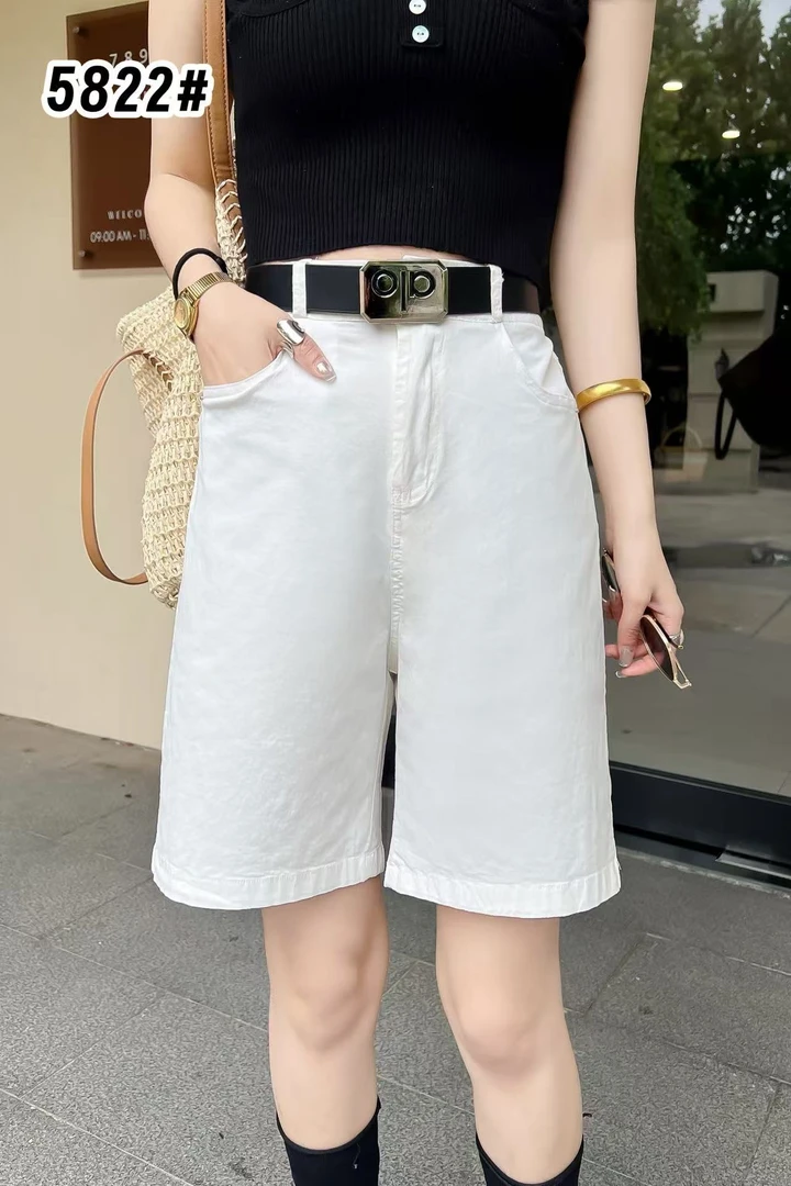 胖丫专属—5822夏季薄款宽松休闲显瘦阔腿高腰直筒五分短裤