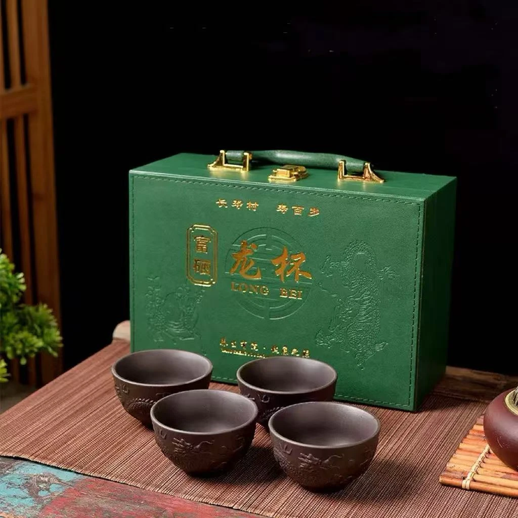 精美富硒紫砂龙杯礼盒礼品套装