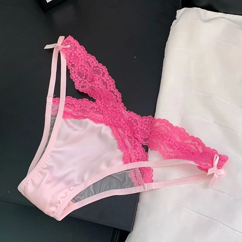 法式辣妹纯欲性感缎面三角内裤无痕蕾丝内裤女款2025新款网红爆款