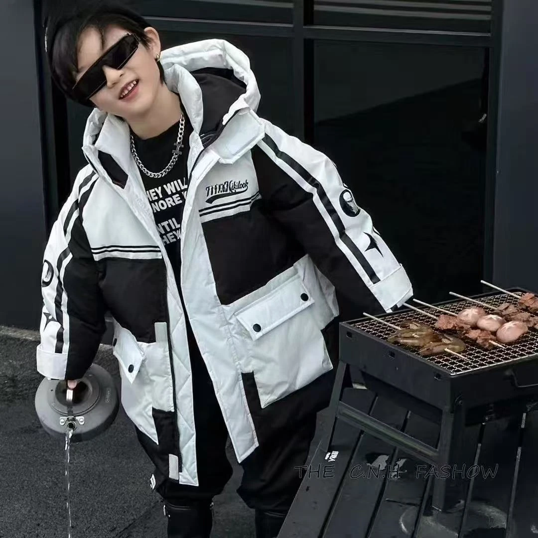 白若希潮童9030原创设计冬季儿童时尚外套加绒