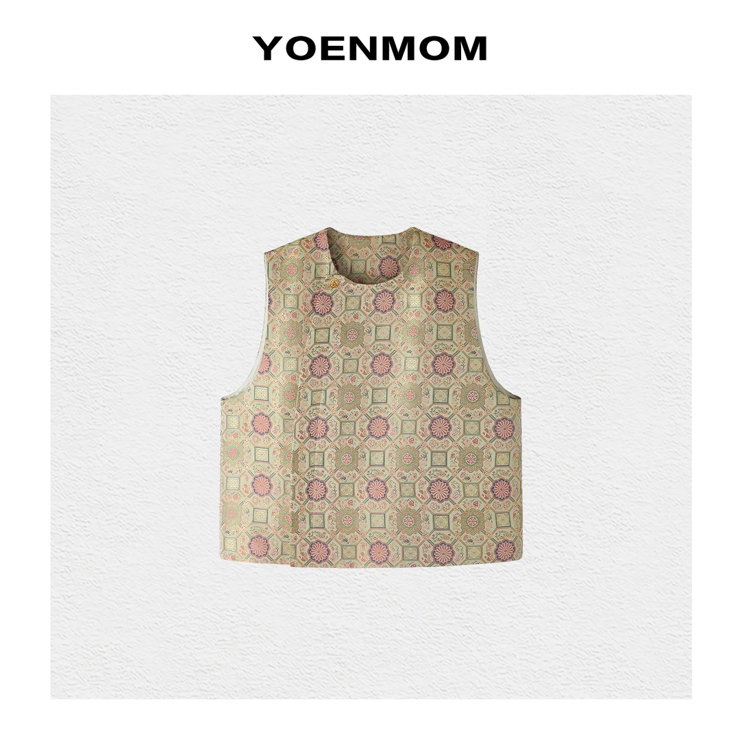 YOENMOM·八达晕2025早春新品 陆美英织金四重纬宋锦中式斜襟马甲