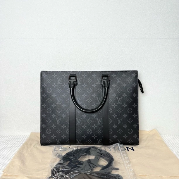 未使用 LouisVuitton/路易威登 5837/新款时尚芯片款黑老花公文包