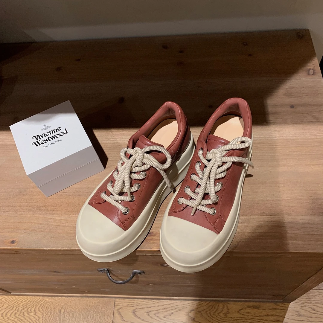 【3折清仓款】葡萄妈studiolee马皮增高厚底粗系带休闲风板鞋女