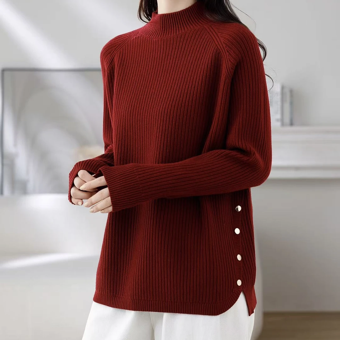 宽松包臀台暖绒小衫显瘦欧货针织衫