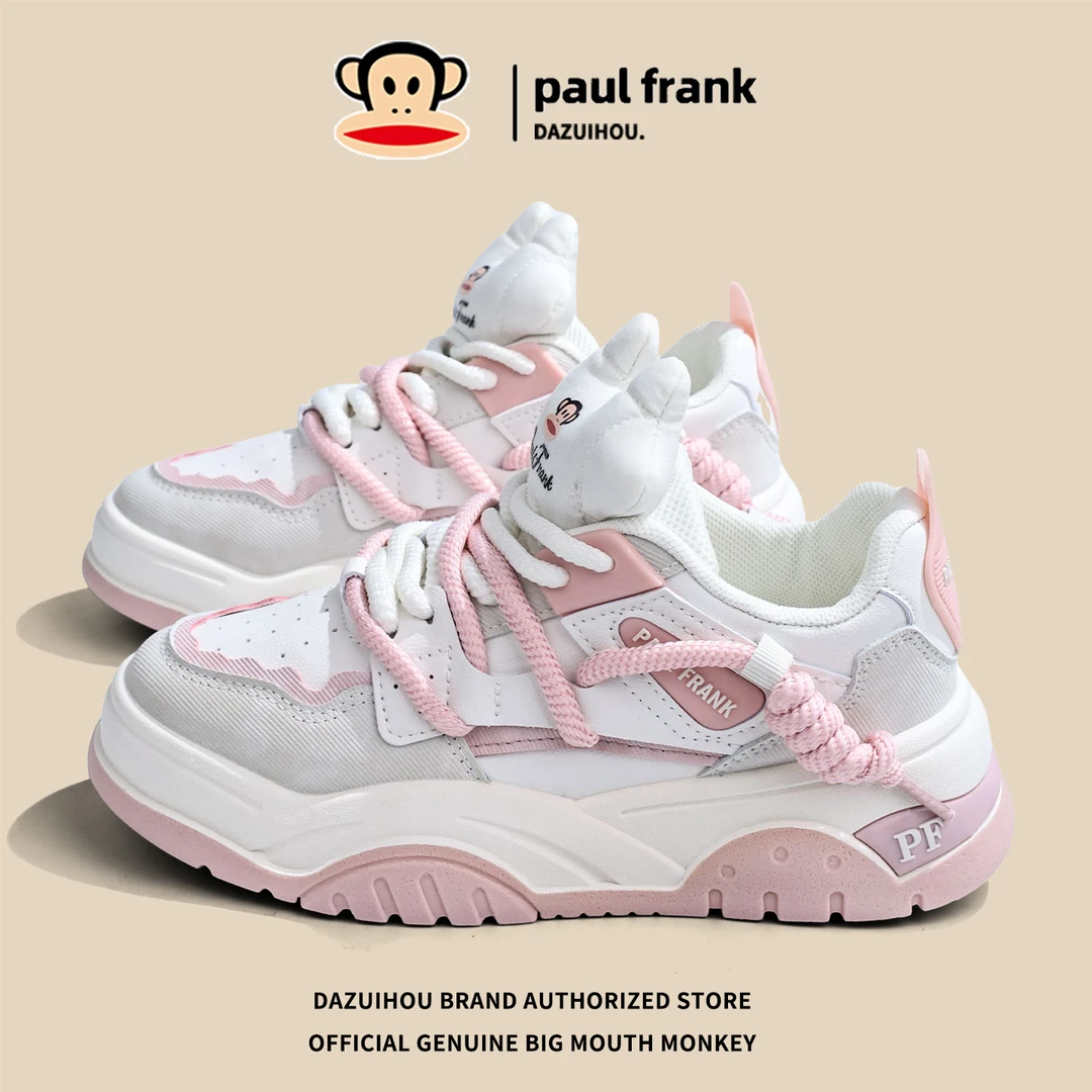 大嘴猴百搭樱花粉玩偶设计款休闲新款厚底面包鞋百搭女款学生板鞋