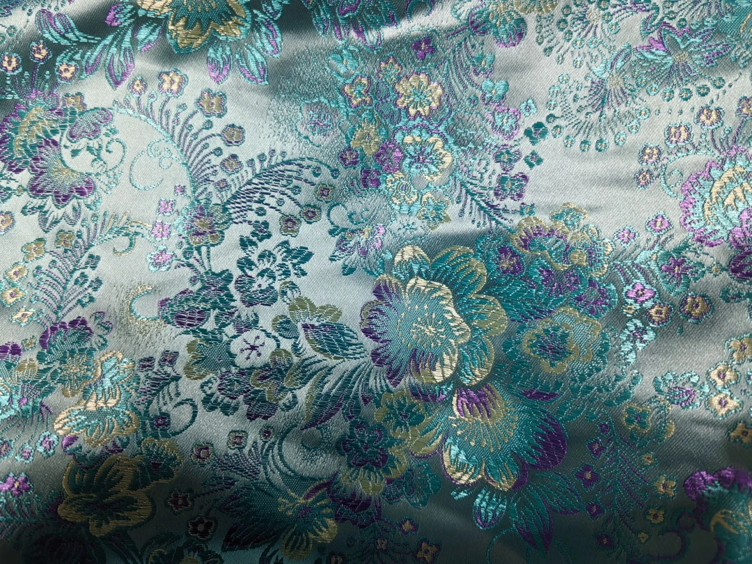 中国风  织锦缎 羽毛花布料用于旗袍古装唐装制作的服装面料