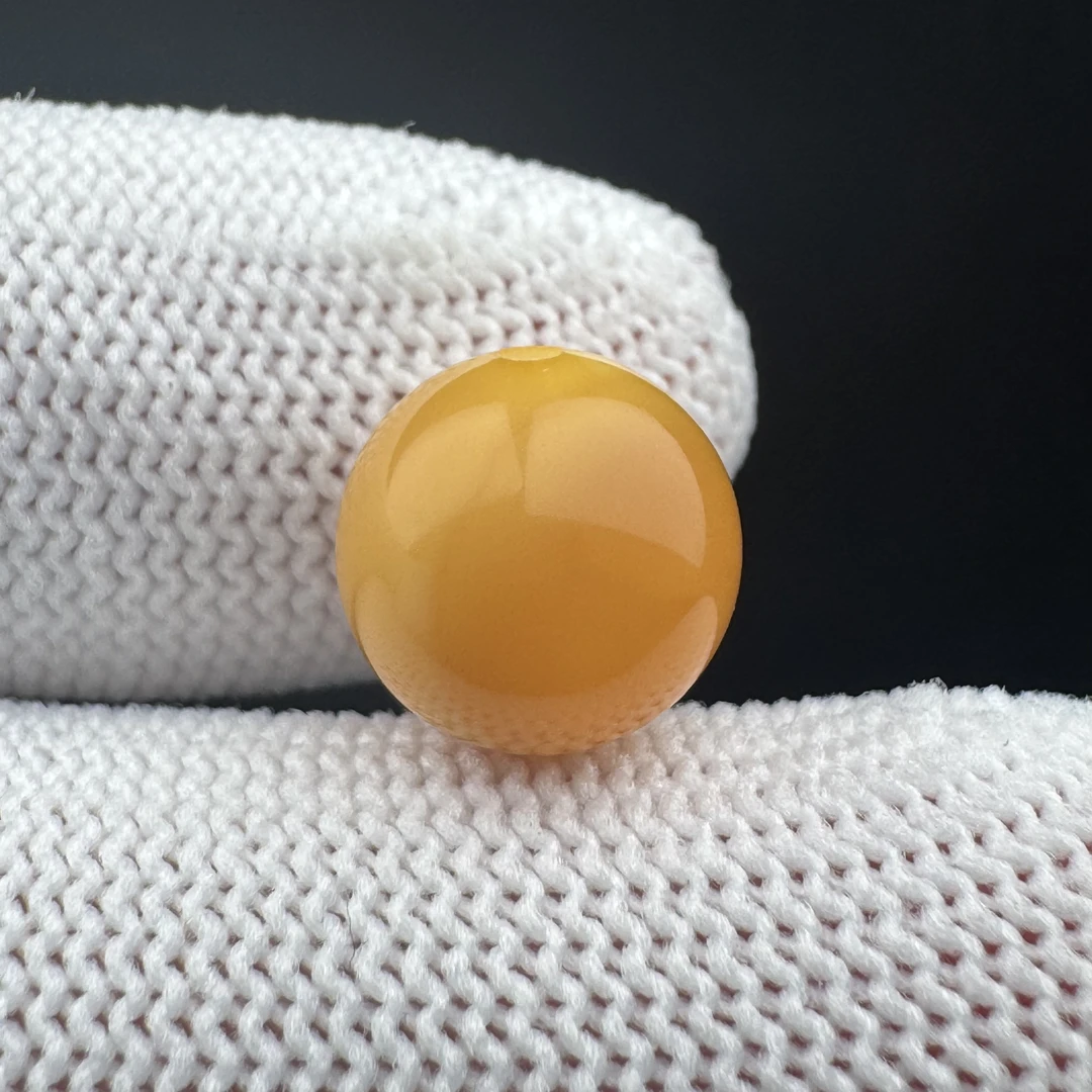 A4314天然原矿俄料蜜蜡 鸡油红圆珠 10.3mm支持复检