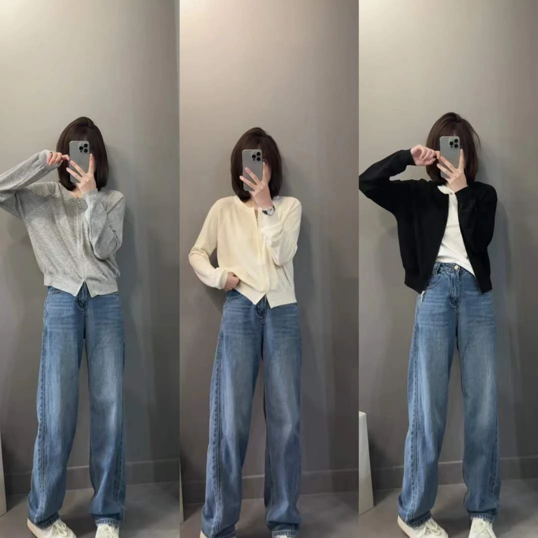 TY5 【双拉链开衫】高品简约双拉链针织衫（衣长54)
