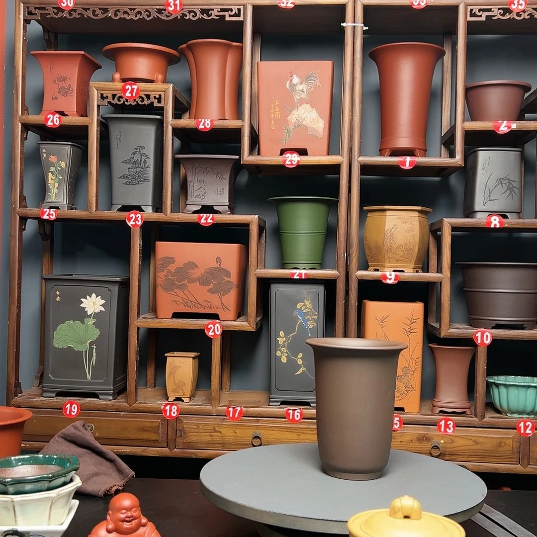 紫砂花盆l**e紫泥金钟