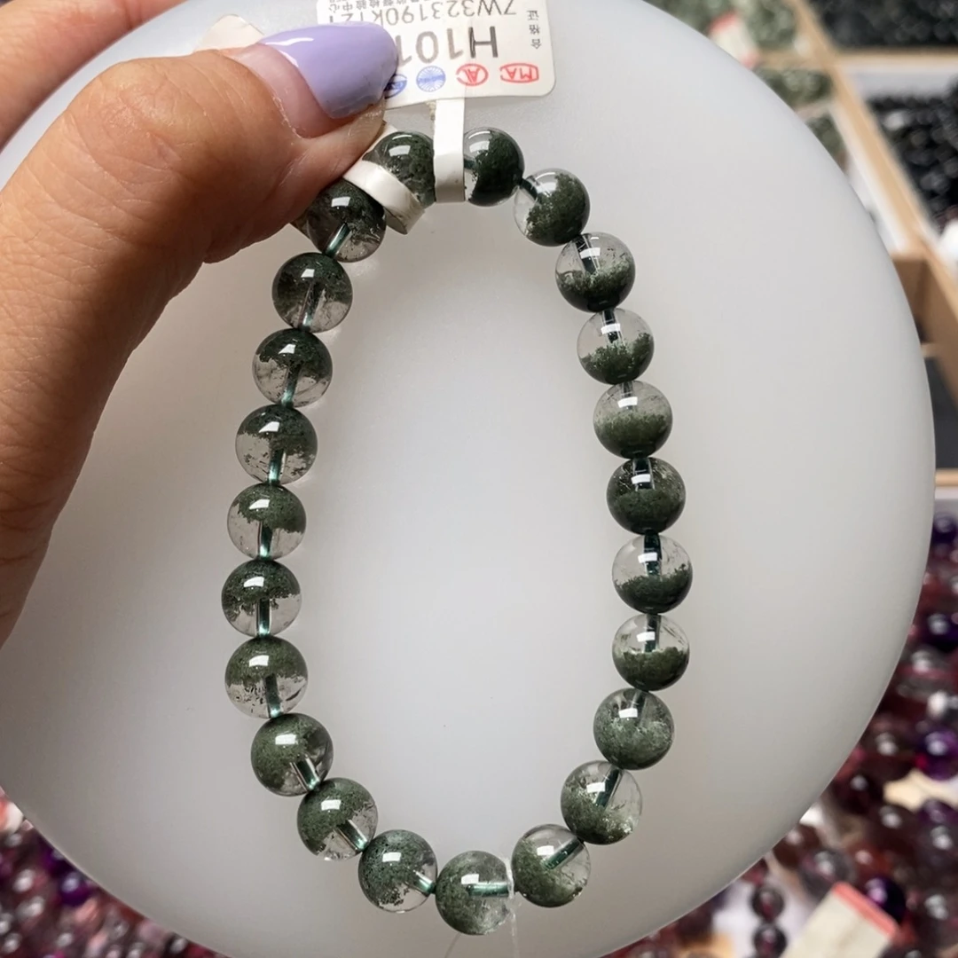 水晶手链未镶嵌h101绿幽灵聚宝盆8+