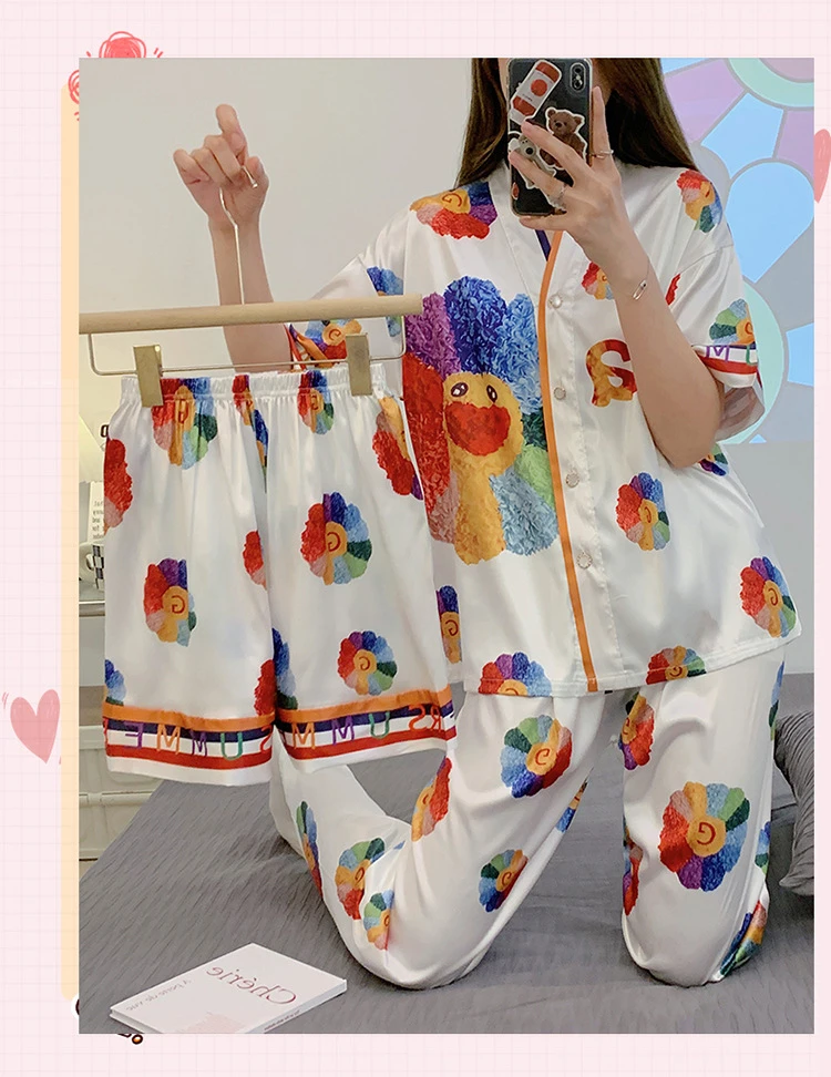 【专柜】男长袖新款三件套夏季薄款纯棉冰感夏天大码睡衣长袖长裤