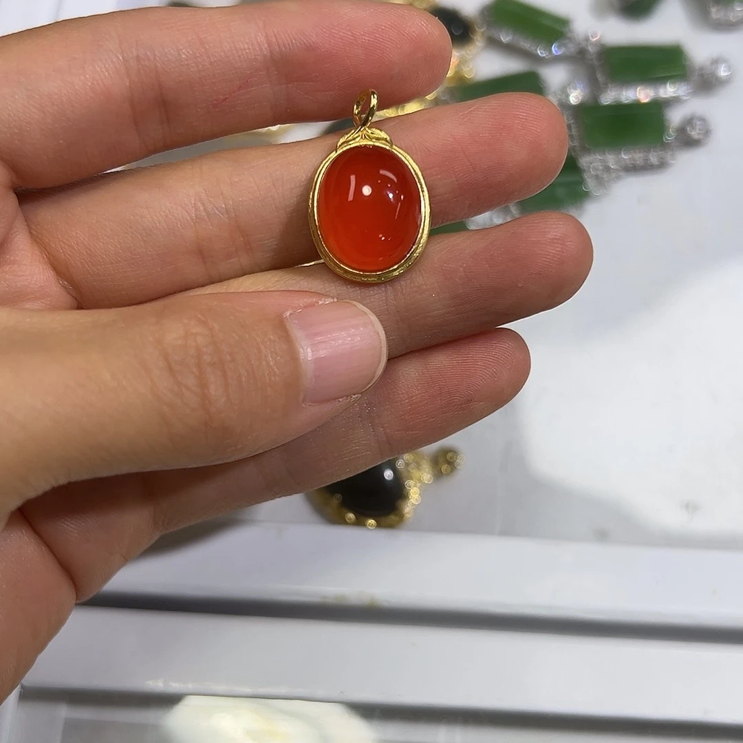 颈饰银S925镶嵌南红玛瑙糖*子