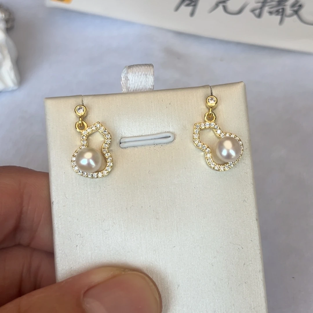 淡水珍珠手镯银S925镶嵌葫芦耳坠