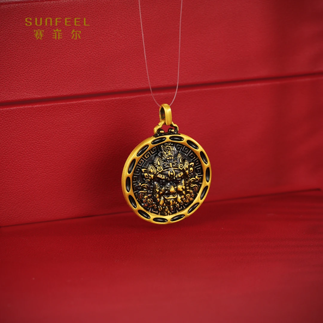 SUNFEEL/赛菲尔【二十六店】足金5D招财纳福黄财神吊坠5DD00256