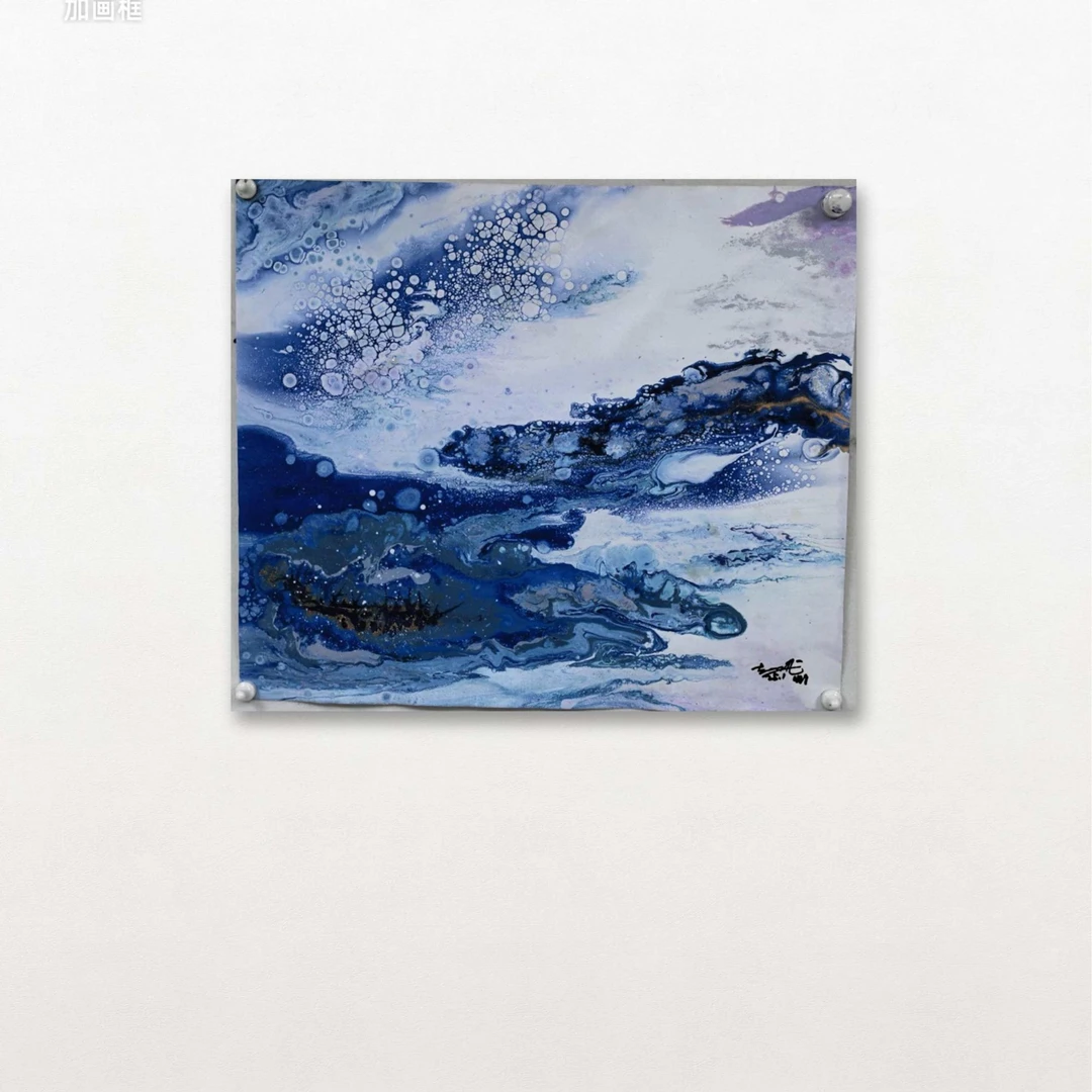 赵燮-手绘油画-80x65-蓝海-客厅办公室挂画