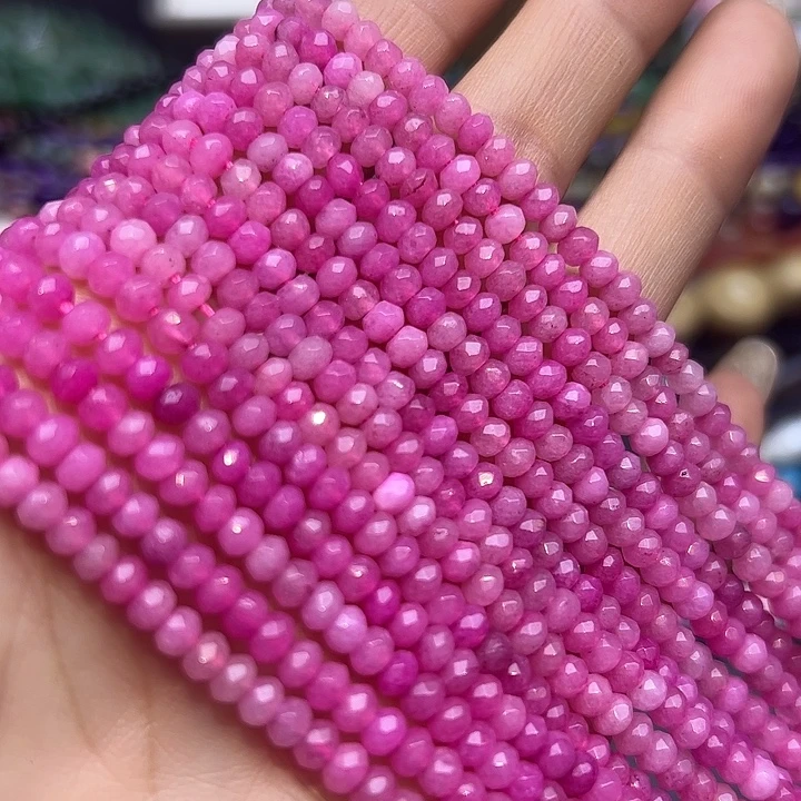 玛瑙/玉髓未镶嵌珠宝半成品T205  4m天然玫粉玉圆珠一条