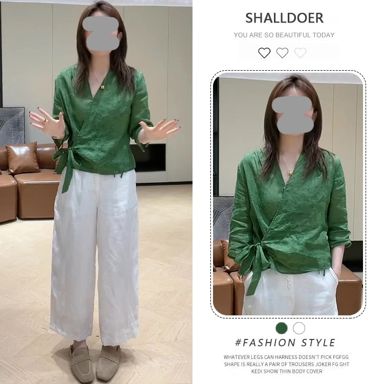 港风复古时髦套装女2025夏季新款七分袖短袖衬衫休闲阔腿裤两件套