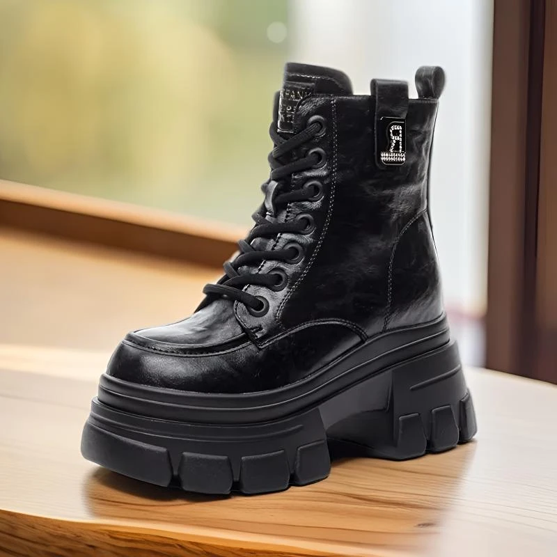 冬季厚底马丁靴女2025新款秋冬圆头复古百搭加绒棉鞋舒适时尚网红