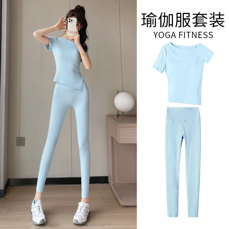瑜伽服女2025新款高级感运动套装绝美普拉提训练服短袖上衣健身裤