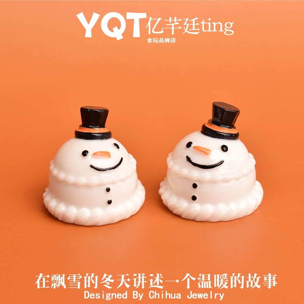 YQT原创设计圣诞雪人蛋糕diy树脂配件潮玩小摆件跨境直播专供厂家