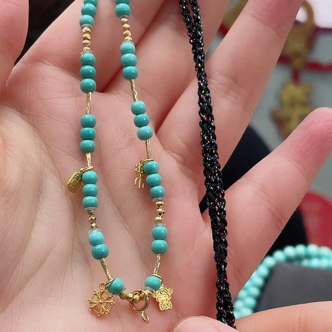 绿松石颈饰18K金镶嵌