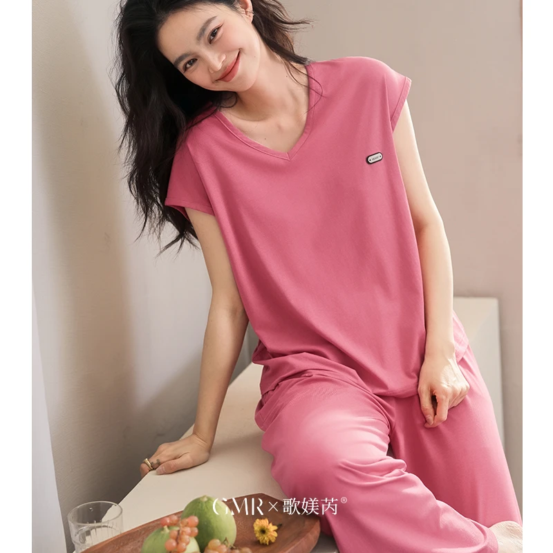 夏季睡衣女2025新款莫代尔棉短袖长裤冰凉感家居服休闲可外穿套装