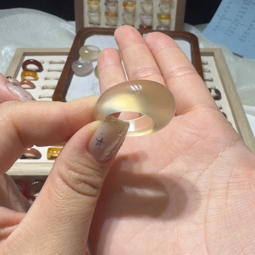 原***眠玛瑙/玉髓未镶嵌戒指港14