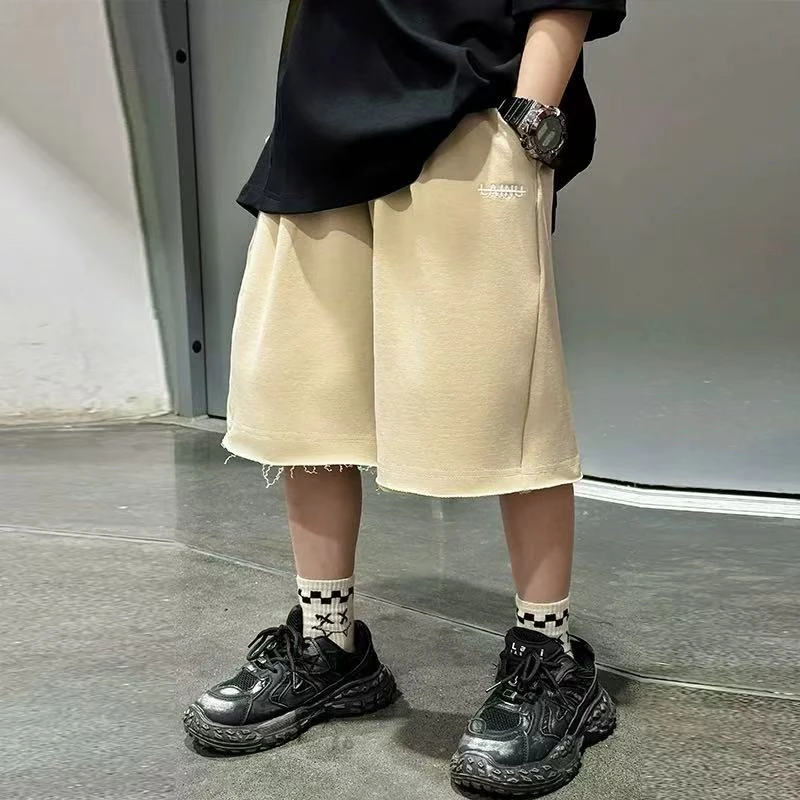 KZ-24809卡其色儿童短裤时尚休闲宽松中大童韩版洋气高品质休闲裤
