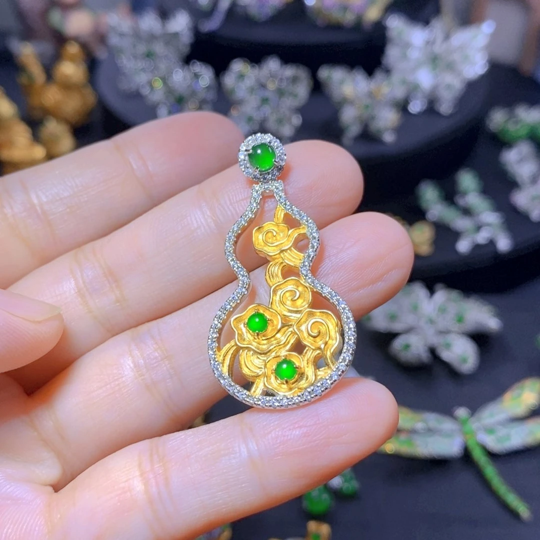 翡翠银S925镶嵌颈饰天然翡翠