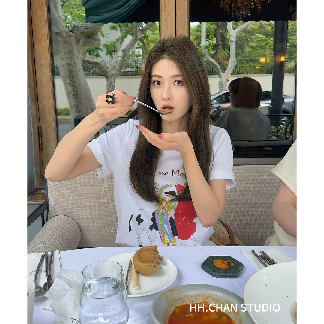 HH.CHAN“马戏短T”2025春夏定制棉夏季美式马戏印花圆领短袖